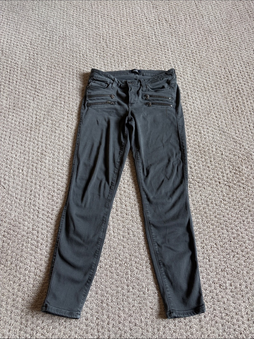 PAIGE Black Ankle Skinny Jeans with Zipper Details